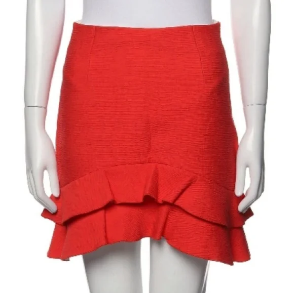 Sandro Red Ruffle Skirt Holidays Christmas Festive - Picture 7 of 14